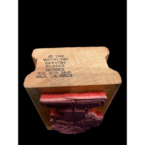Vintage The Whirling Dervish Rubber Works Little Boy W Bear Wooden Rubber Stamp‎ - Picture 3 of 5
